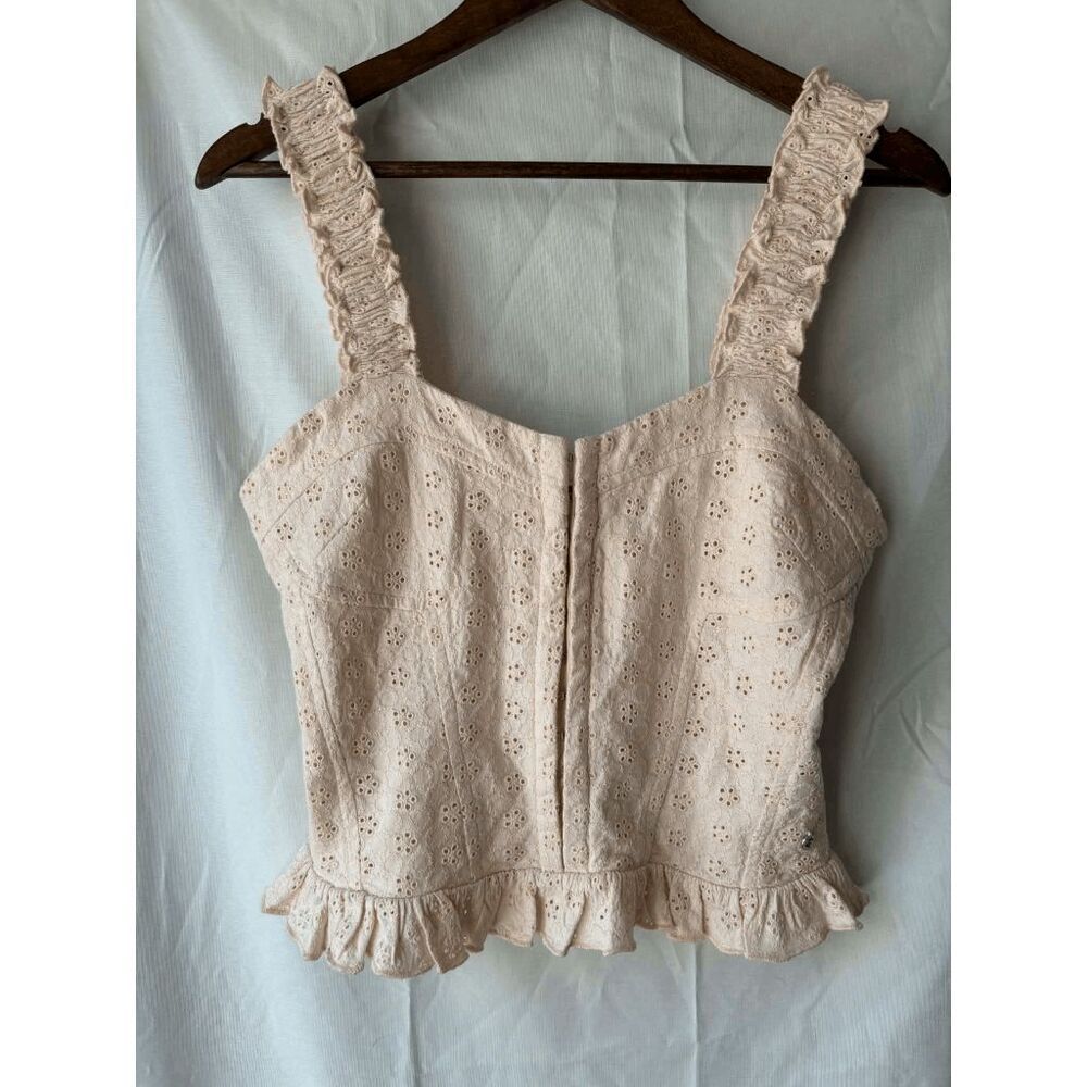 Guess SL Sangallo Carmen Tank Crop Top in Light Pink Womens Size Medium